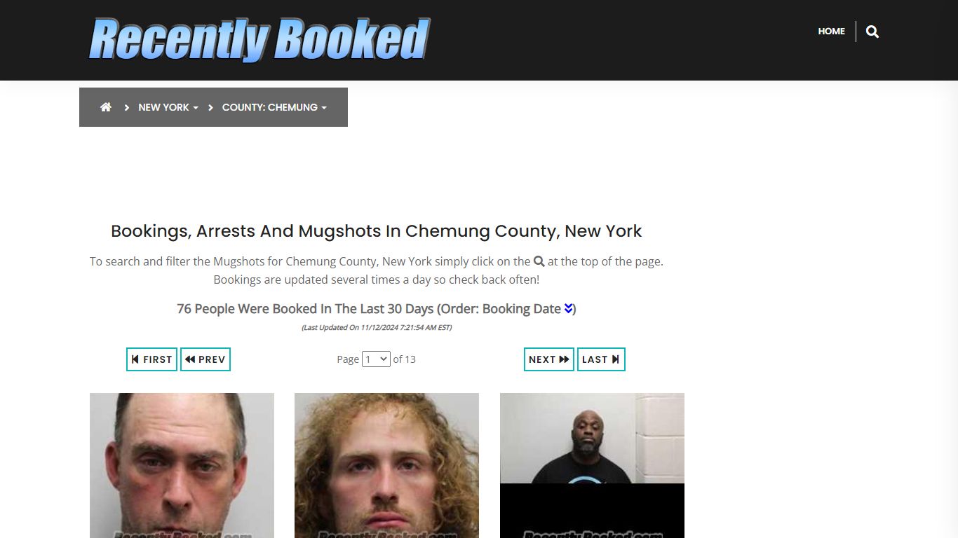 Bookings, Arrests and Mugshots in Chemung County, New York